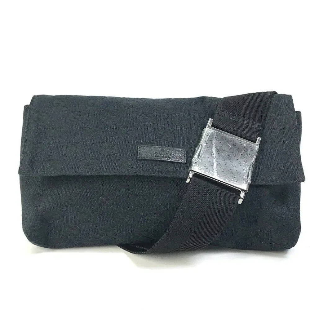 GUCCI GG Belt bag body bag Waist Pouch GGCanvas / Leather Black